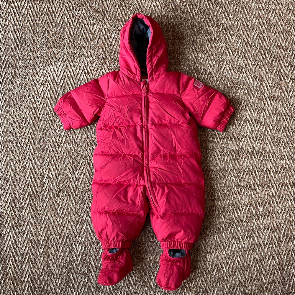 Cozy Red Kids One Piece Snowsuit with down filling